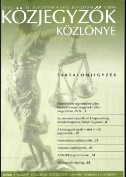 Közjegyzők Közlönye 2010 borítókép