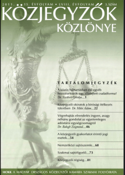 Közjegyzők Közlönye 2011 borítókép