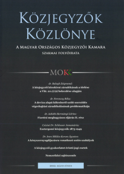 Közjegyzők Közlönye 2012 borítókép