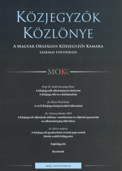 Közjegyzők Közlönye 2013 borítókép