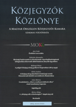 Közjegyzők Közlönye 2013 borítókép