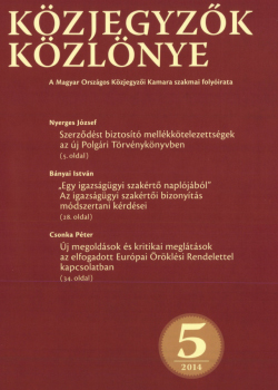 Közjegyzők Közlönye 2014 borítókép