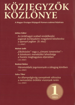 Közjegyzők Közlönye 2015 borítókép