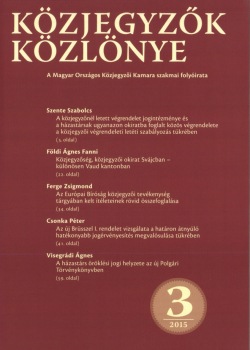 Közjegyzők Közlönye 2015 borítókép