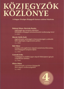 Közjegyzők Közlönye 2015 borítókép