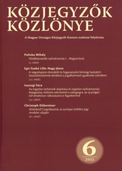 Közjegyzők Közlönye 2015 borítókép