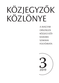 Közjegyzők Közlönye 2019 borítókép