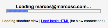 GMail loading screen, with the option for the user to load up the basic HTML version